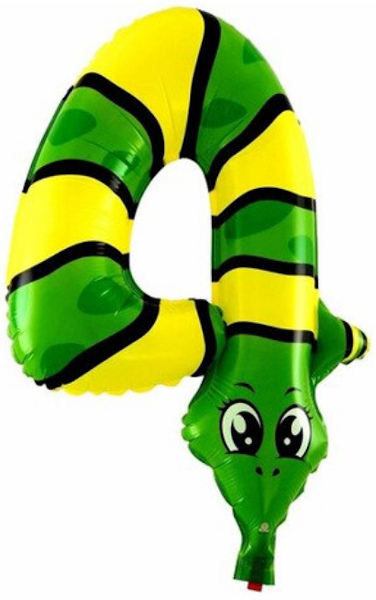 Kinder Folienballon «Zahl 4» in Tierform