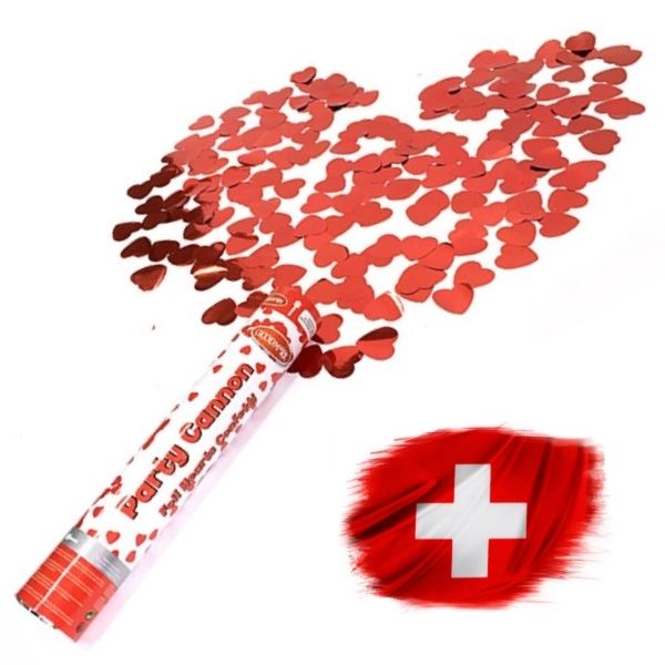 Konfettikanone Rote Herzen 30 cm