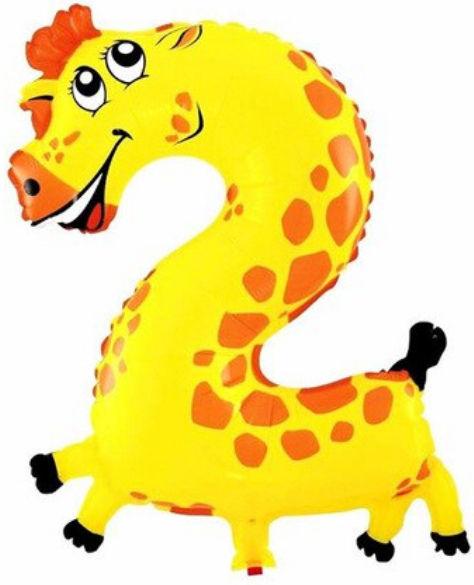 Kinder Folienballon «Zahl 2» in Tierform