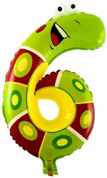 Kinder Folienballon «Zahl 6» in Tierform