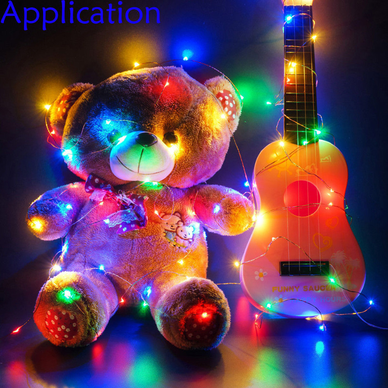 Deko Mini Draht Lichterkette 10-LEDs wasserfest 1 Meter - Mehrfarbig