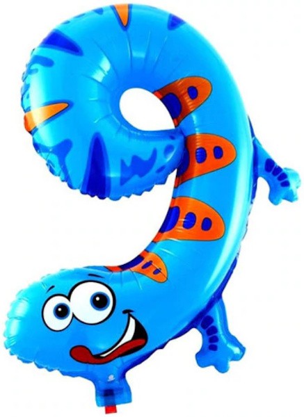 Kinder Folienballon «Zahl 9» in Tierform