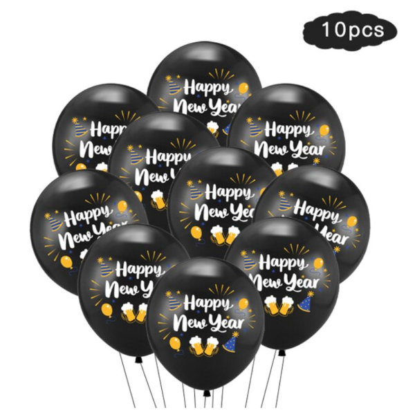 Happy New Year Party Ballon Silvester Schwarz